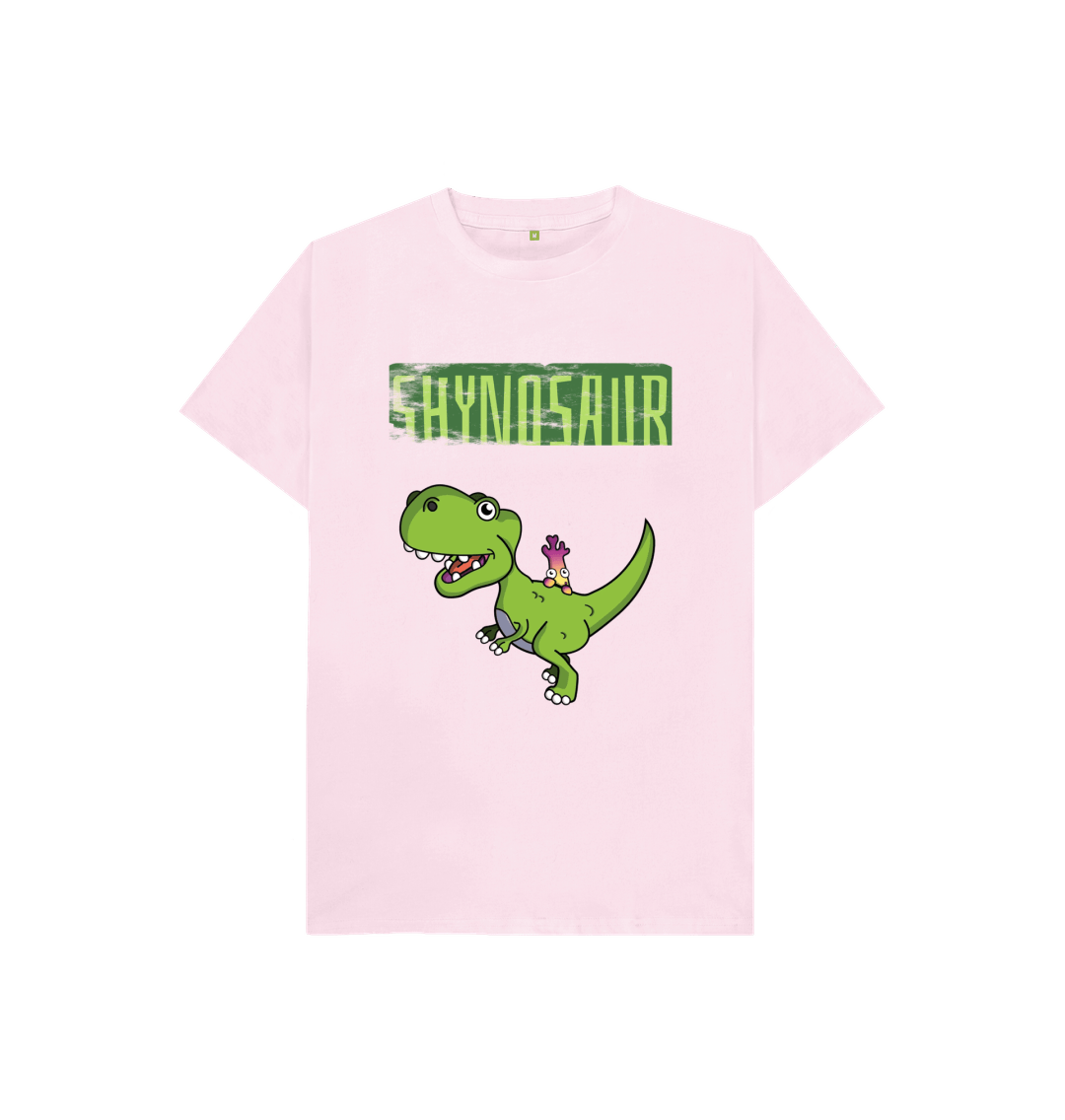 Pink Organic Cotton Shy-nosaur Dinosaur Mental Health Children's T-Shirt