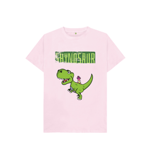 Pink Organic Cotton Shy-nosaur Dinosaur Mental Health Children's T-Shirt