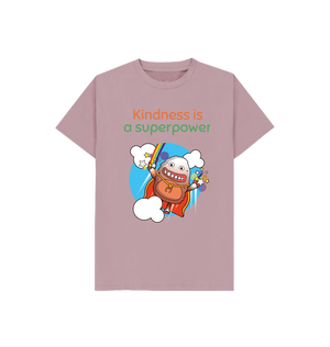 Mauve Organic Cotton Kindness is a Superpower Mental Health Children's T-Shirt