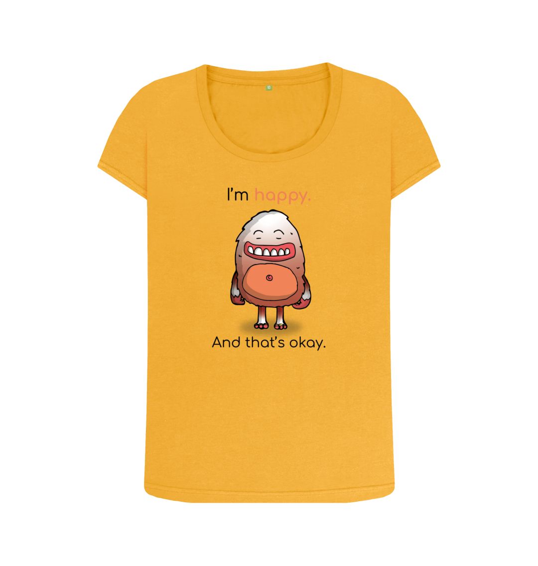 Mustard Happy Emotion Woman's Scoop Neck Organic T-Shirt