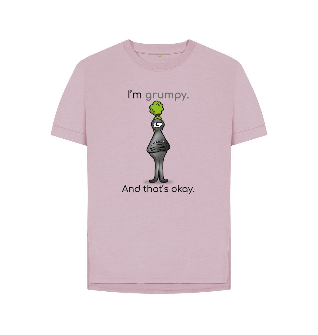 Mauve Grumpy Emotion Woman's Organic Relaxed Mental Health T-Shirt
