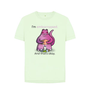 Pastel Green Embarrassed Emotion Woman's Relaxed Organic Mental Health T-Shirt