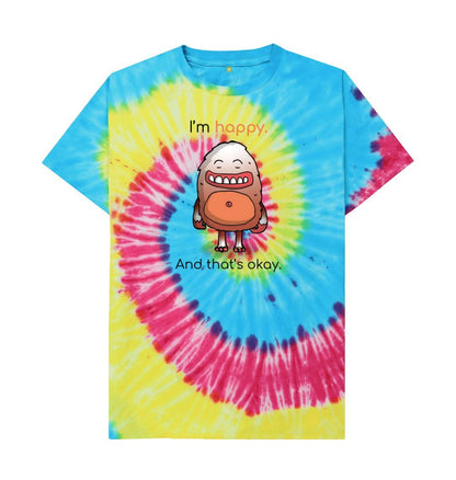 Tie Dye I'm Happy That's Okay Men's Mental Health Emotion T-Shirt Organic Cotton