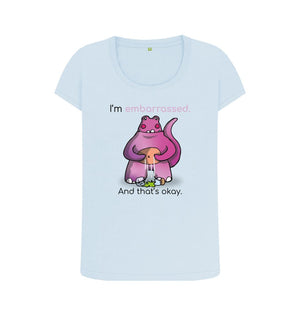 Sky Blue Embarrassed Emotion Woman's Scoop Neck Organic Mental Health T-Shirt