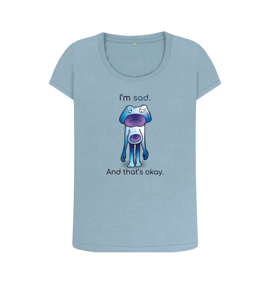 Stone Blue Sad Emotion Woman's Scoopneck Organic T-Shirt