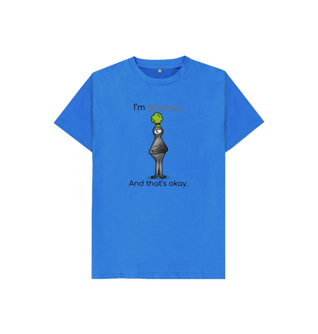 Bright Blue Grumpy Emotion Children's Organic T-Shirt