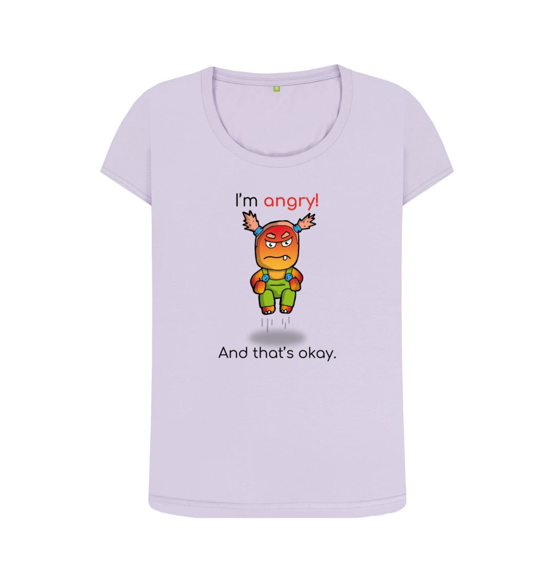 Violet Angry Emotion Woman's Scoop Neck Organic Mental Health T-Shirt