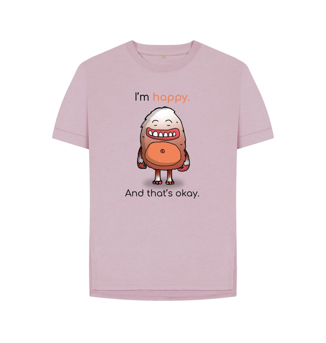 Mauve Happy Emotion Woman's Relaxed Organic T-Shirt