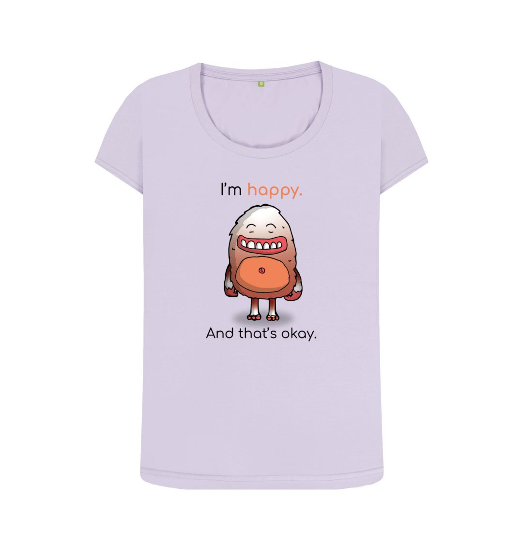 Violet Happy Emotion Woman's Scoop Neck Organic T-Shirt