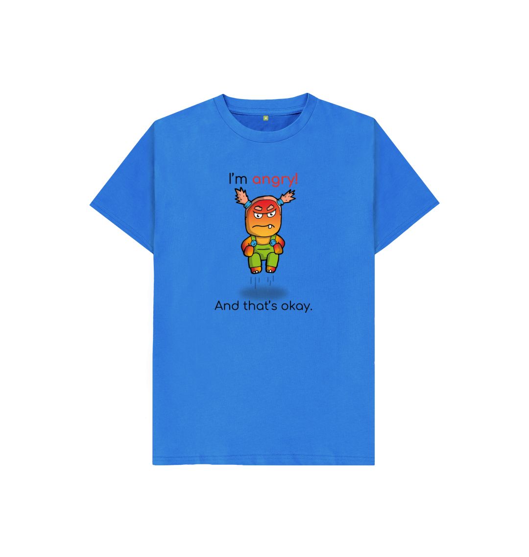Bright Blue Angry Emotion Children's Organic T-Shirt