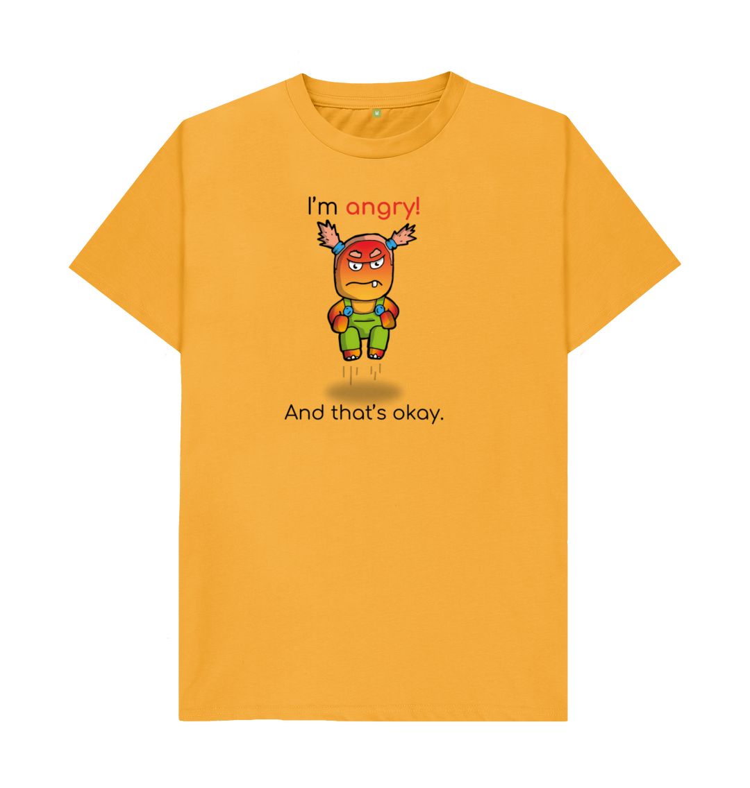 Mustard I'm Angry That's Okay Men's Mental Health Emotion T-Shirt Organic Cotton