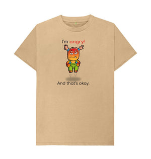 Sand I'm Angry That's Okay Men's Mental Health Emotion T-Shirt Organic Cotton