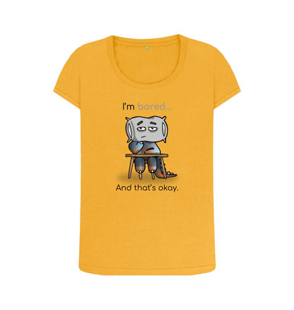 Mustard Bored Emotion Woman's Scoop Neck Organic Mental Health T-Shirt
