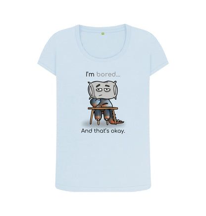 Sky Blue Bored Emotion Woman's Scoop Neck Organic Mental Health T-Shirt