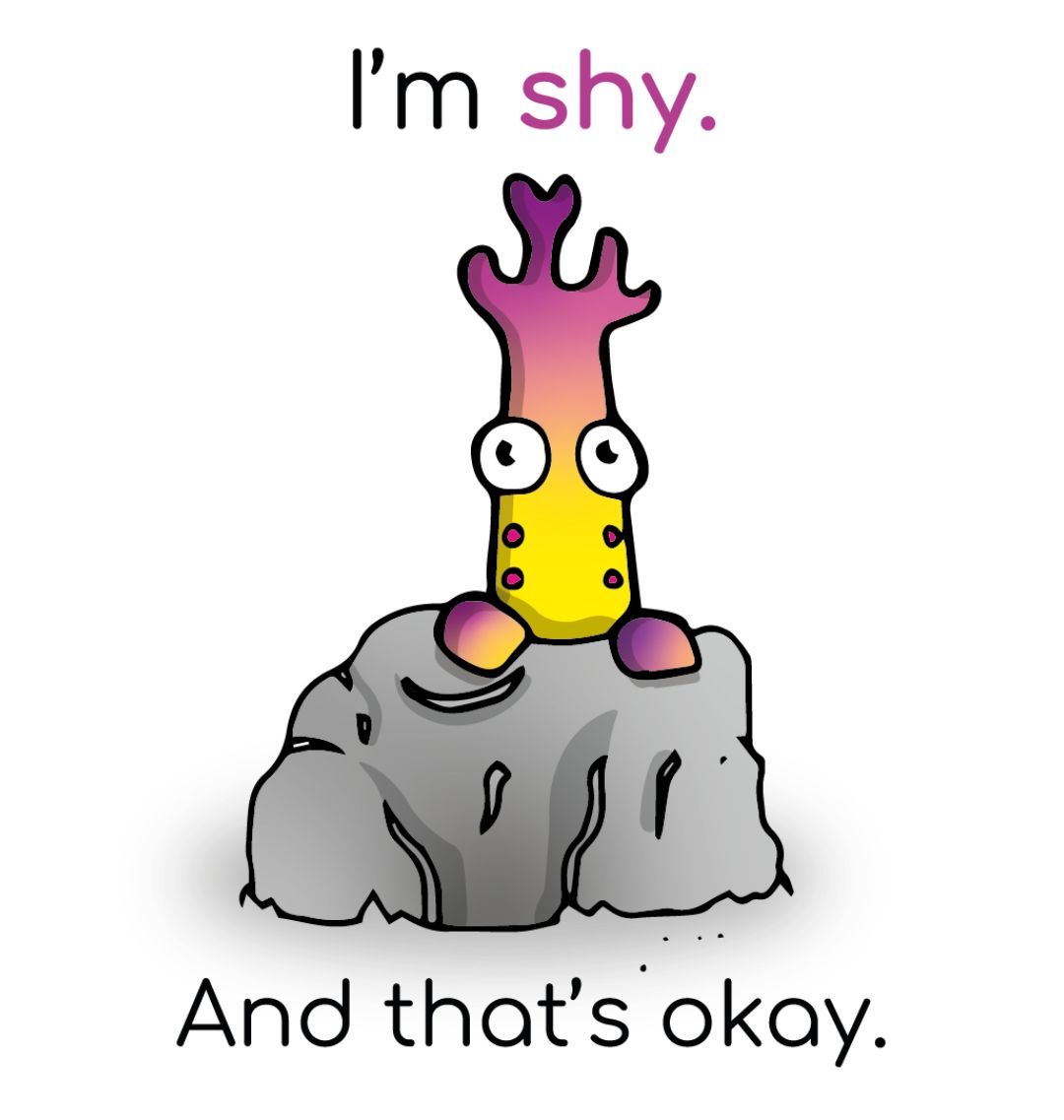 "I'm shy. And that's okay!" Round Children's Emotions Sticker 60mm x 60mm