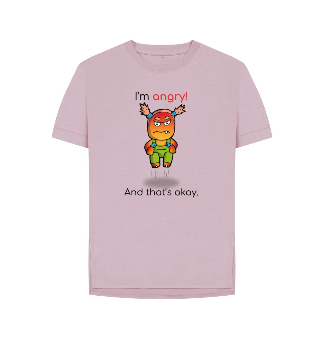 Mauve Angry Emotion Woman's Relaxed Organic Mental Health T-Shirt