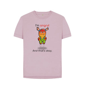 Mauve Angry Emotion Woman's Relaxed Organic Mental Health T-Shirt