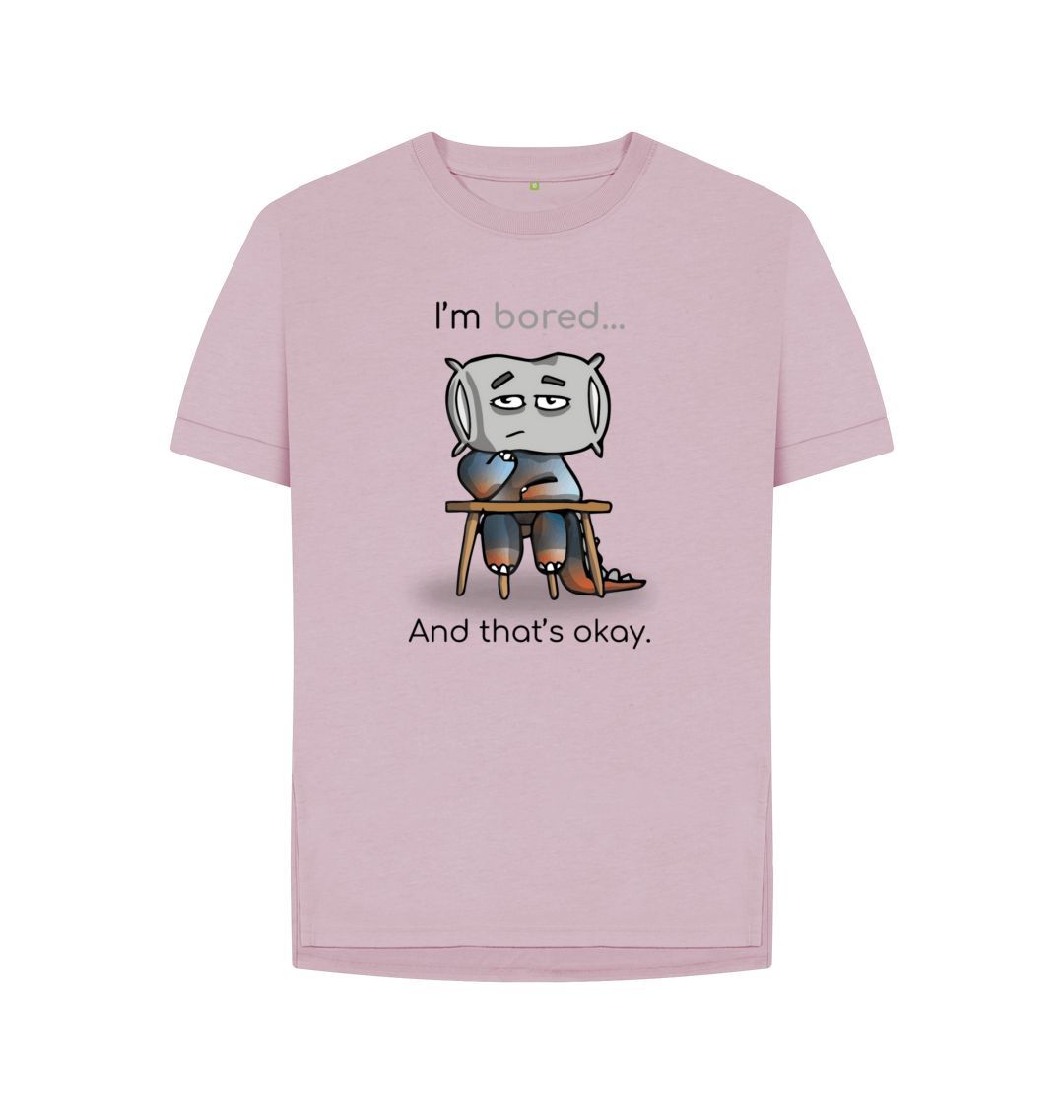 Mauve Bored Emotion Woman's Relaxed Organic Mental Health T-Shirt