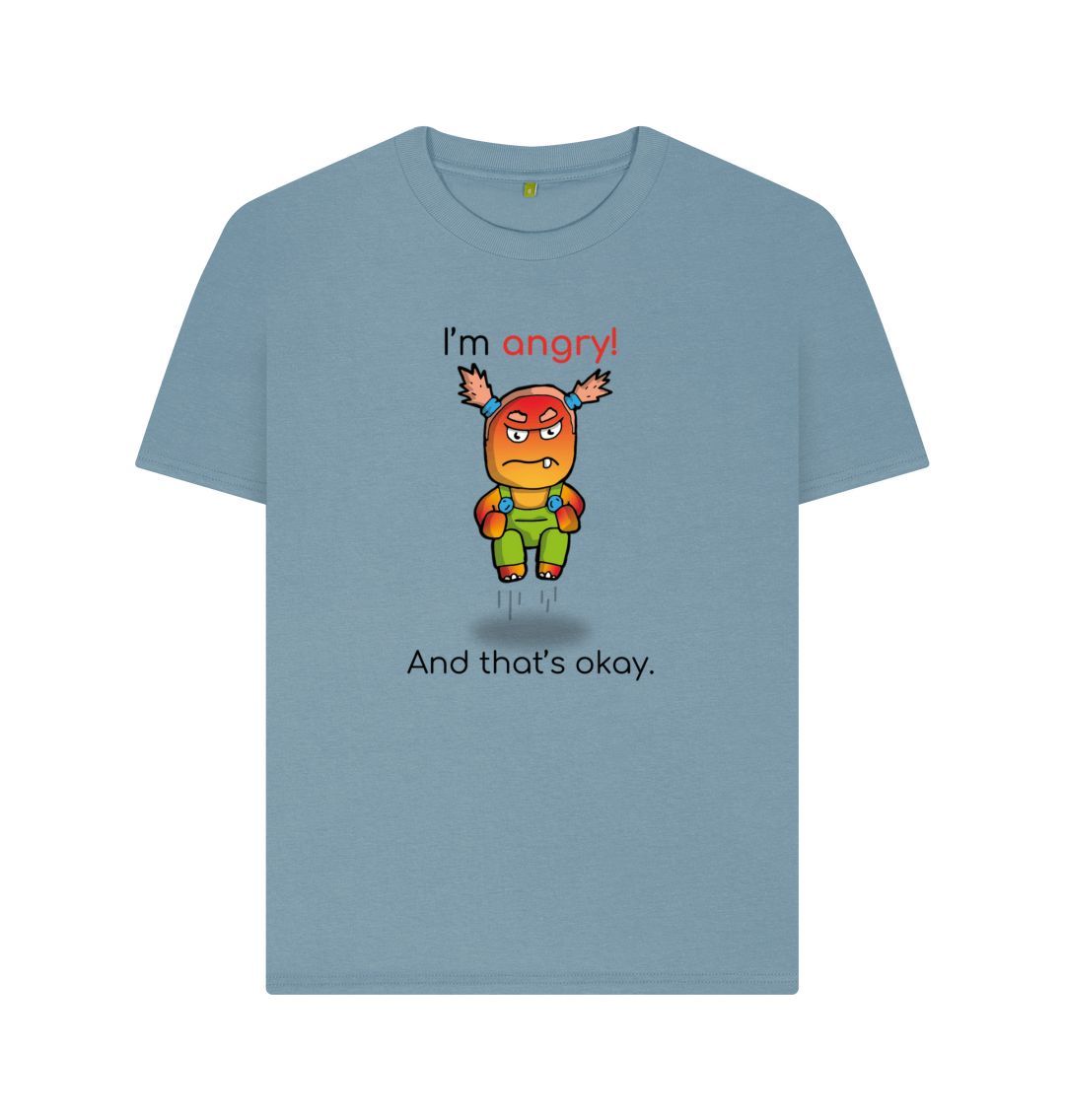 Stone Blue Angry Emotion Woman's Organic Mental Health T-Shirt