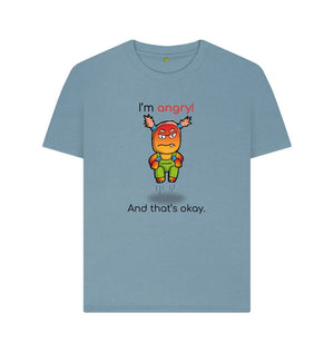Stone Blue Angry Emotion Woman's Organic Mental Health T-Shirt